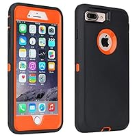 Annymall Case Compatible with iPhone 8 Plus/iPhone 7 Plus, [Heavy Duty] Built-in Screen Protector Tough 4 in1 Rugged Shorkproof Cover for Apple iPhone 7 Plus & iPhone 8 Plus (Orange)