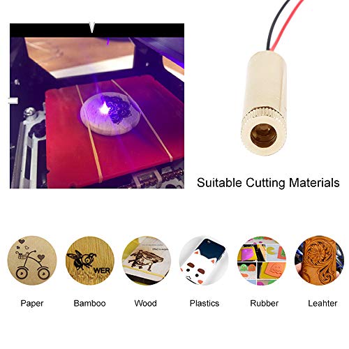 WER Laser Head, Blue-Violet 405nm Laser Head for 1500mW DIY Laser Engraver Printer Head Engraving Emitter Focusable Semiconductor Laser Accessories