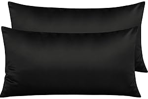 NTBAY Zippered Satin Pillow Cases for Hair and Skin, Luxury King Hidden Zipper Pillowcases Set of 2, 20x36 Inches, Black