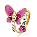 NEOGLORY Jewelry Pink Butterfly Rings with Colorful Rhinestone Birthday Christmas Gifts for Women