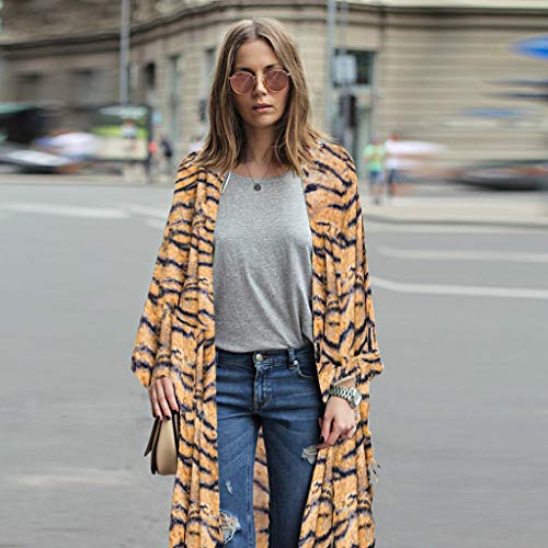 Farmerl Kimono for Wonens Chiffon Shawl Print Cardigan Cover Up Blouse Beachwear Yellow