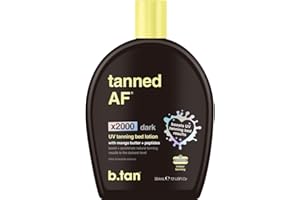 b.tan UV Tanning Bed Lotion | Darkest Tanning Lotion - Tinted, Indoor Outdoor Tan Bronzer Accelerator, Best Browning Body Tan Extender, No Sun Protection, 12 Fl Oz