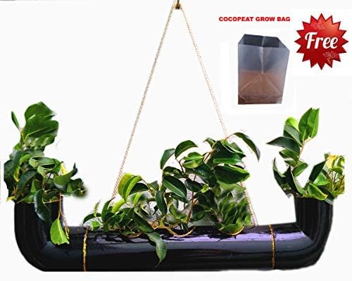 RARE PRODUCTS Strong PVC Made Multi Pot Planter Hanging for Plants Color : Black