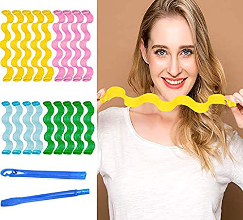 SANGAITIANFU 18 Pcs DIY Magic Curly Spiral Small Ring Roller Tool Long Curler Water Ripple Dispenser Random Color
