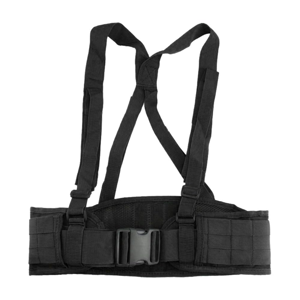 DONGKER Tactical Molle Belt, 600D Nylon Adjustable Hunting Waist Belts with X-Shaped Suspenders Strap for Outdoor Activity