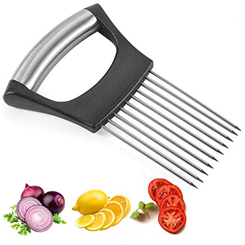 Food Slicer Assistant Tomato Meat Slicer Stainless Steel Onion Slicer Chopper Onion Vegetable Holder Cutting Kitchen…