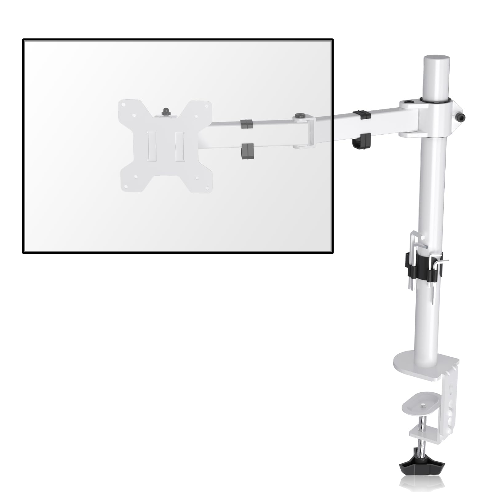 Photo 1 of Suptek Single Monitor Arm Desk Mount Fully Adjustable Monitor Stand for 1 / One Screen up to 13" to 32" Extra Tall 15.75 inch Pole,VESA 75x75mm or 100x100mm,White (MD9421W)