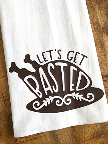 Funny Thanksgiving Kitchen Towel Lets Get Basted Friendsgiving - Thumbnail 4