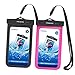 MoKo Waterproof Phone Pouch Holder 2Pack, Underwater Cellphone Case Dry Bag with Lanyard Armband Compatible with iPhone 16 15 14 13 12 11 Pro Max X/Xr/Xs/SE 3, Samsung S24/S23/S21/S10, Black+Magenta