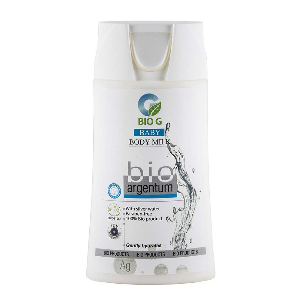 Bio G Natural Baby Body Moisturiser (Milk) with Colloidal Silver, Paraben-Free 200ml.