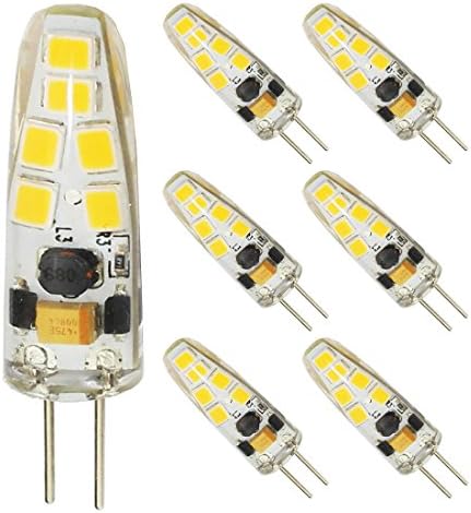Dimmable LED G4 Bulb Mini Bi-pin Base Light Bulb AC DC 12V 10-20V 3Watt Daylight White 6000K-6500K jc Type T3 20W G4 Halogen Bulb Replacement（6-Pack)