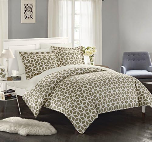 Chic Home 2 Piece Reversible Duvet Cover Set, Decorative Pillow Sham Included Taupe Twin