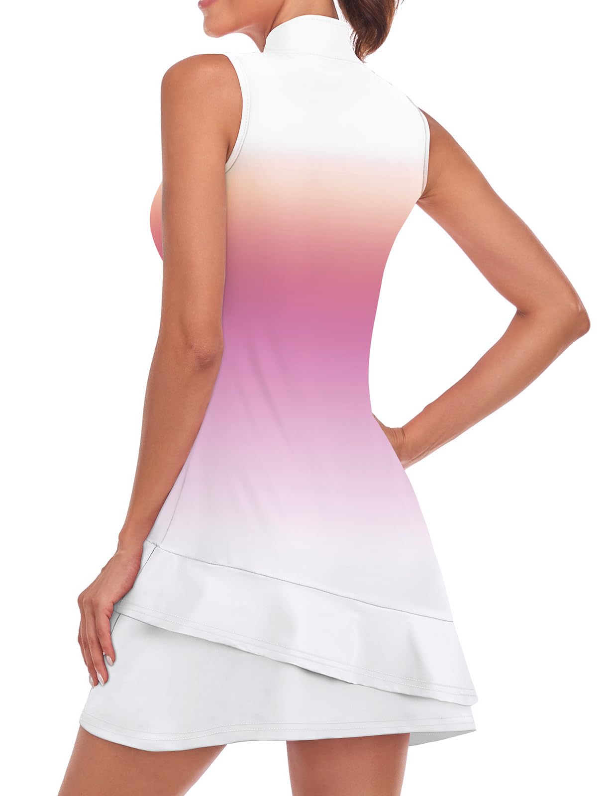 Condition photo showing As Is for viracy white golf dresses cute tennis dress for women with built in shorts, pockets sleeveless athle