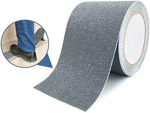 Marsway Anti Slip Treads Tape 18 ft Length x 4 inch Width Grey Removable Adhesive Abrasive Sticker for Bathroom, Ramps, Stairs, Treads (Outdoor, Indoor)