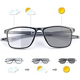 MIRYEA Progressive Photochromic Multifocus Reading Sunglasses Spring Hinge Blue Light Blocking Glasses Transition Sun Readers