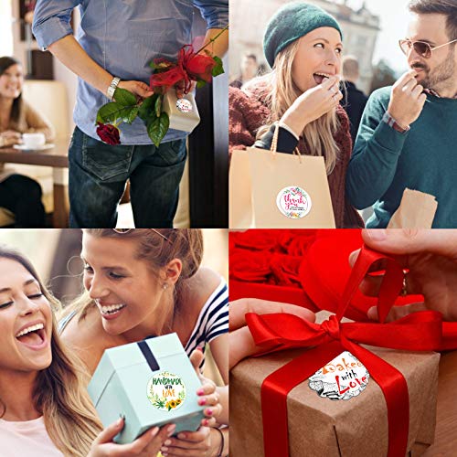 1.5” Thank You Seal Sticker, 3 Different Design,600 Labels for Bakeries, Handmade Goods, Made with Love Stickers for Envelope, Birthday, Wedding, Bridal Shower, Bubble Mailer. Handmade Stickers