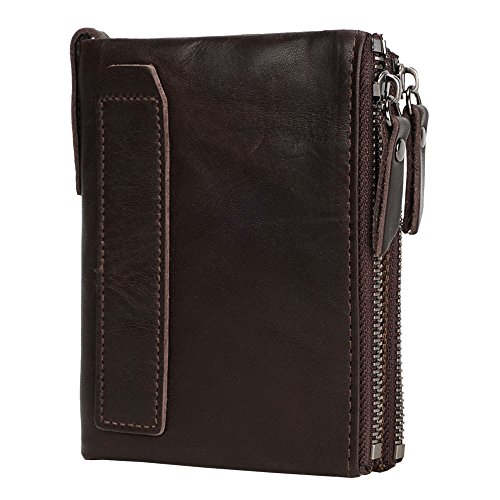 Men RFID Blocking Wallet Small Vintage Leather Short Purse Bifold