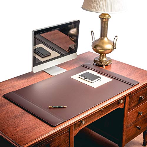 Dacasso Classic Leather Side Rail Desk pad, 38 x 24, Chocolate Brown