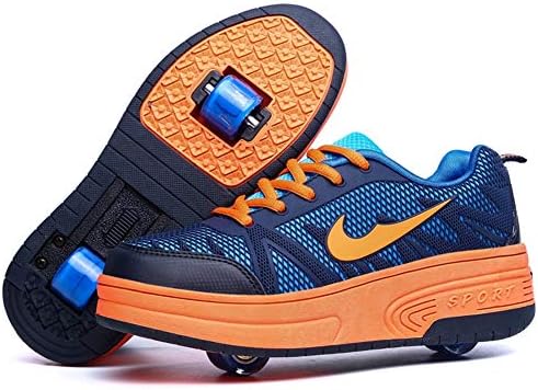 Kids Roller Shoes Single/Double Wheels Retractable Skateboarding Rollerblades Outdoor Unisex Pulley Shoes Gymnastic Sneakers