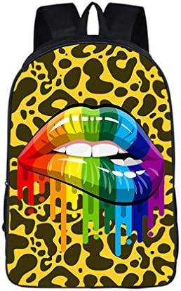 Red Lips Printing Women Backpack School Bags Teenagers Girls Boys Kpop Bagpack 3D Golden Laptop Backpack mochila de la mujer 16ZC05