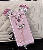 iPhone 7 Plus Case,iPhone 7 Plus Mouse Ears Case,Lovely Cartoon Mouse Ears Clear Soft TPU Slim Crystal Rhinestone Luxury Bling Diamond Phone Case Cover For iPhone 7 Plus,Bow Pendant