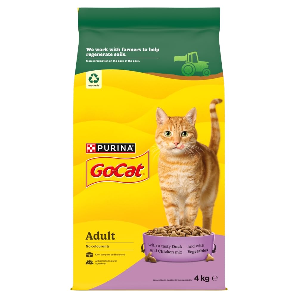 GO-CAT Adult Chicken and Duck Dry Cat Food 4kg (Pack of 2)