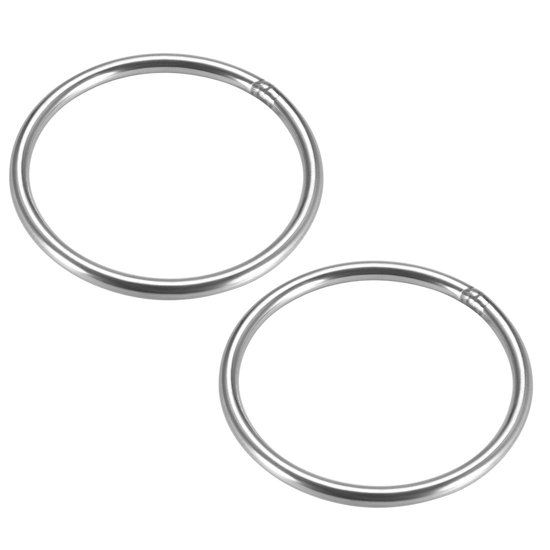 sourcing map 201 Stainless Steel O Ring 60mm(2.36") Outer Diameter 4mm Thickness Strapping Welded Round Rings 2pcs