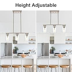 VINLUZ 3 Light Linear Pendant Light Fixture with