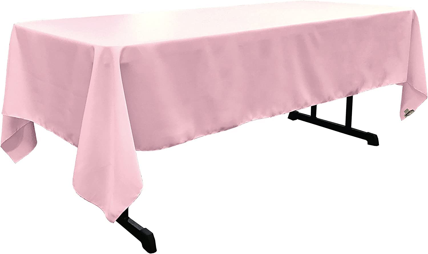 LA Linen Polyester Poplin Washable Rectangular Tablecloth, Stain and Wrinkle Resistant Table Cover 60x108, Fabric Table Cloth for Dinning, Kitchen, Party, Holiday 60 by 108-Inch, Pink Light