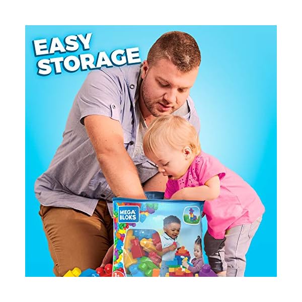 ​MEGA BLOKS Big Building Bag building set with 60 big and colorful building blocks, and 1 storage bag, toy gift set for…