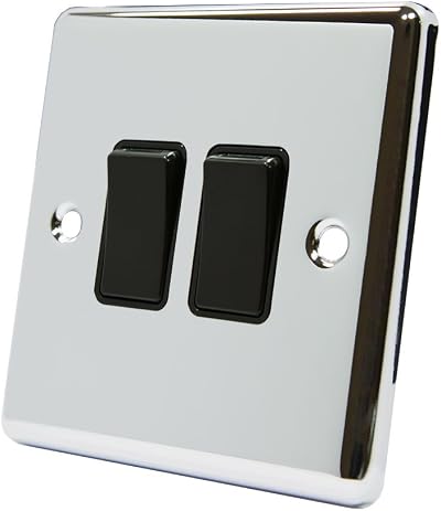 Alliance Electrical AET 10A 2-Gang Double Light Switch Polished