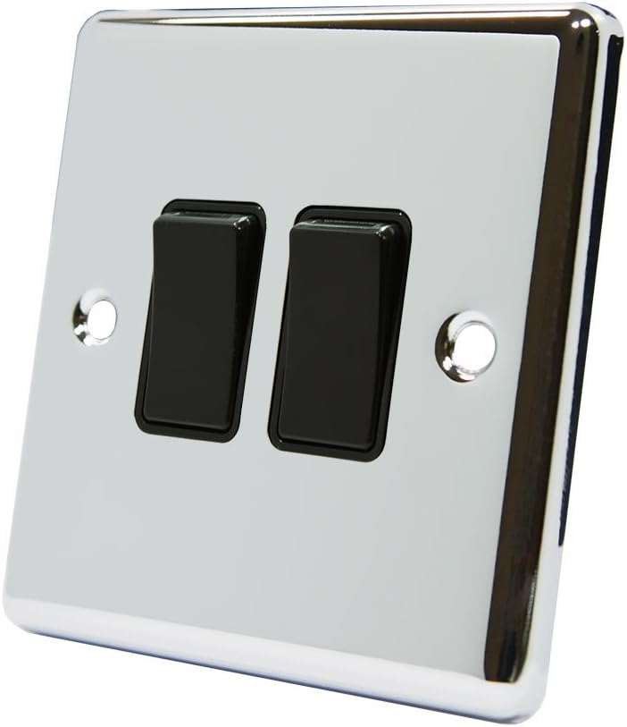 Alliance Electrical AET 10A 2-Gang Double Light Switch Polished