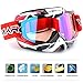 Motorcycle Motocross Goggles ATV Racing Goggles Dirt Bike Tactical Riding Motorbike Goggle Glasses, Bendable Windproof Dustproof Scratch Resistant Protective Safety Glasses (Red)