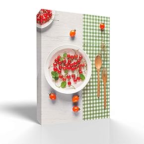 Canvas Wall Art Summer Cherries Pictures Home Wall Decorations for Bedroom Living Room Paintings Canvas Prints Framed - 12x18 inches