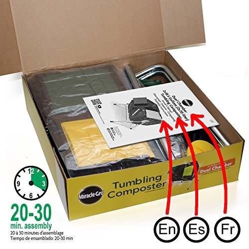 Miracle Gro Dual Chamber Compost Tumbler with EasyTurn System, 2 Sliding Doors, Sturdy Steel