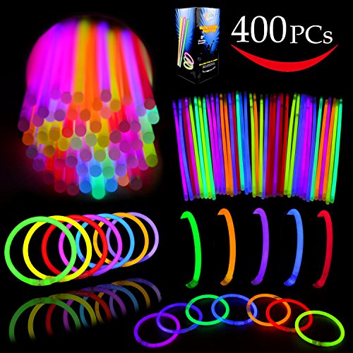 Joyin Toy Tube of 400 8' Glowsticks; Glow Stick Bracelets; Glow Necklaces Party Favors Pack with 400 Bracelet Connectors