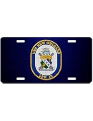 Home: Premium Aluminum License Plate - U.S. Navy USS New Orleans (LPD 18), amphibious transport dock emblem (crest) - ExpressItBest