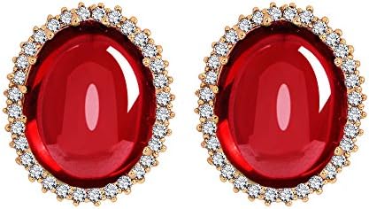 Stud Earrings Fashion Jewelry Vintage Style Simulated Jarnet Micro Pave Cubic Zirconia Around By SUYAN (red)