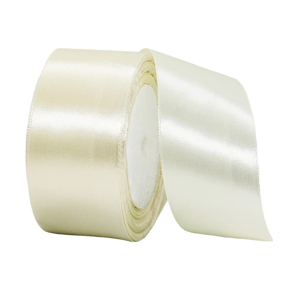 40mm Wide Thick Ivory Ribbon for Gift Wrapping,22m 1.5Inch Large Fabric Satin Ribbon White Bow for Gift Wrapping,Ribbons for Crafting,Hair,Bouquets,Wedding Car,Presents,Cake,Christmas Decorations