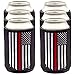 Firefighter Gifts for Men - Thin Red Line Beverage Can Cooler Sleeves, Fireman Gifts, Insulated Beer Holder with Red Stripe American Flag, Fire Department Gift Ideas, Fire Fighter Accessory, 6-Pack