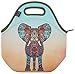 Artovida Artists Collective Insulated Neoprene Lunch Bag - Washable Soft Lunch Tote for Work and Picnic - Design by Monika Strigel (Germany) Elephant - Classic