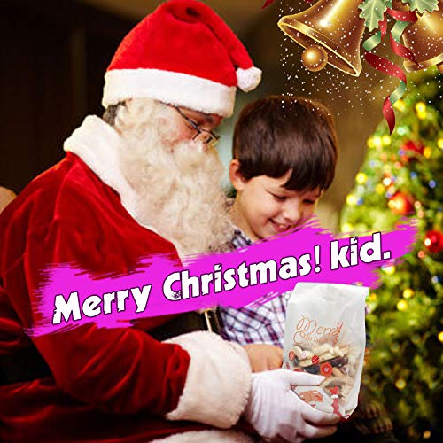 Christmas Cookie Bags Snack Bags Plastic Cookies Bakery Candy Treat Bags for Gift Giving Wrapping Packaging Bags Toaster Bags Santa Claus Snowman Snowflake 100 Pack Cookie Sealing Stickers