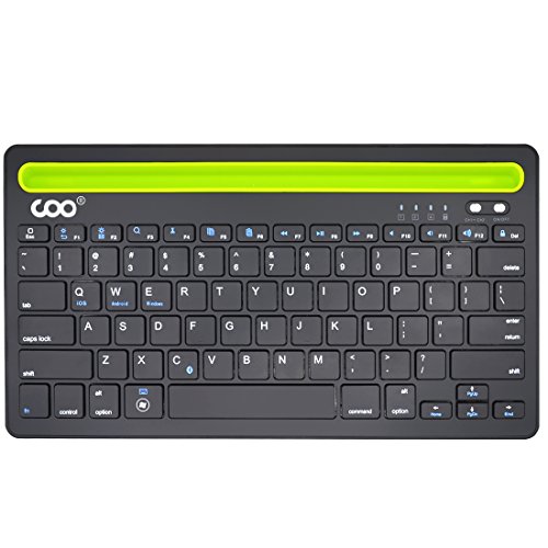 Multi-Device Bluetooth Keyboard,COO Wireless Keyboards with Built-in Stand for iOS, Android, Windows ,Tablets and Smartphone(Black)