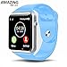 Amazingforless Bluetooth Touch Screen Smart Wrist Watch Phone with Camera - Blue