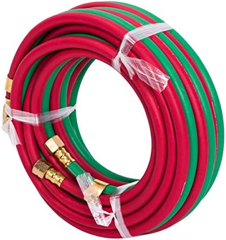 50-Feet Rubber Hose 1/4-Inch,Non-Kinking Oxy Acetylene Oxygen with Standard “B” Fittings