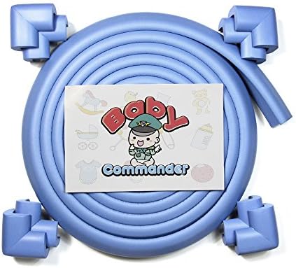 EXTRA SOFTNESS- Baby Proofing 16.2ft Protector Guard Corner Cushion by Baby Commander for Home Safety Table fireplace Furniture Bumper 3M Tape(15ft Edge+8 Corners) (15ft, Blue)