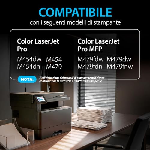 Smart Ink 415A 415 Toner Compatible with Chip for HP 415A 415A (Black Cyan Magenta) as Replacement for Laserjet Pro MFP M479fdw M479fdn M479fdw M454dw M454dn (W2030A W2031A W2032A W2033A)