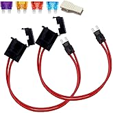 Gebildet 2pcs 12-24V 16 AWG Specialized Car Fuse Holder Connector Small Blade Type Fuse Holder for Fusebox Panels with 4pcs Blade Fuse(3/5/10/15Amp)
