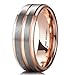 King Will DUO 8mm Unisex Rose Gold Tungsten Carbide Wedding Band Ring Grooved Center High Polish Comfort Fit