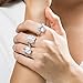 BERRICLE Rhodium Plated Sterling Silver Emerald Cut Cubic Zirconia CZ 3-Stone Engagement Ring